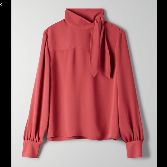 Aritzia Wilfred Cecile Trapeze Tie Neck blouse S M